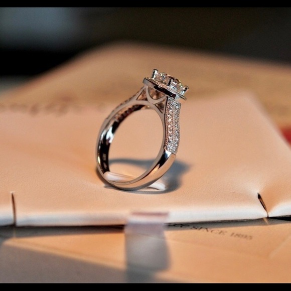 LAST 1* Gorg* Platinum Plated CZ AAA Sterling Halo - Picture 4 of 6